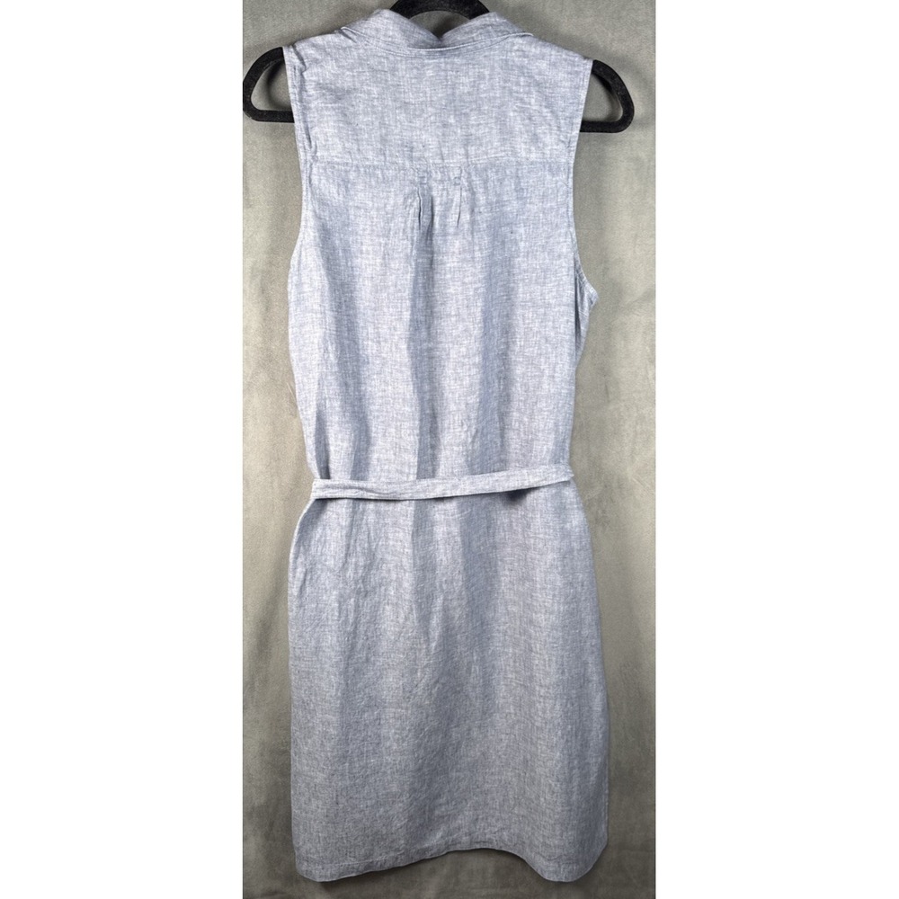 Tommy Bahama Linen Button Dress Size Large Light Blue Sleeveless w/‎ Tie Pockets - Picture 2 of 7